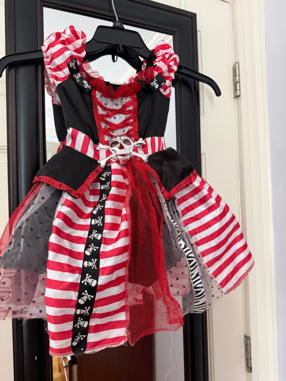 Girls Pirate Stripe Dress Costume - Red & Black